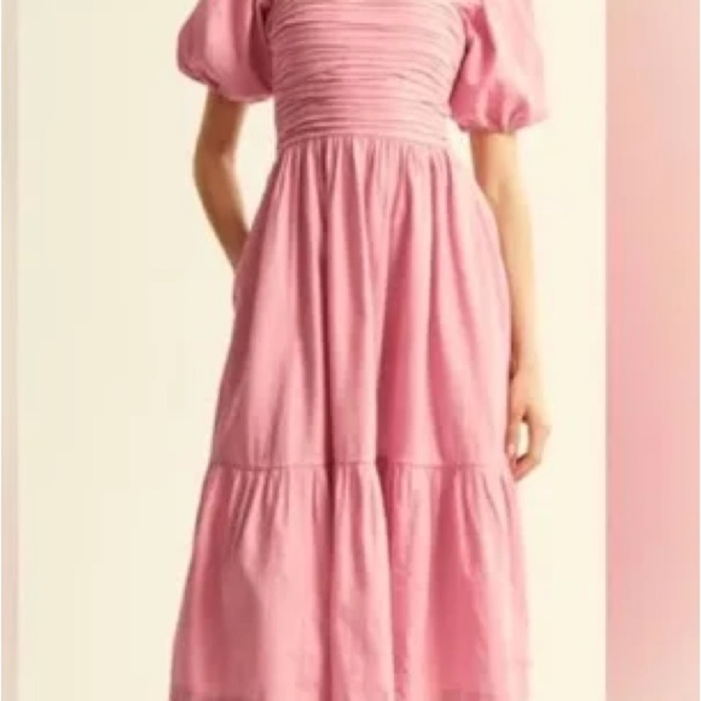 The A&F Emerson Poplin Puff Sleeve Midi Dress Small Petite NWOT